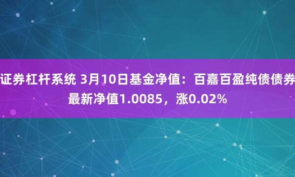 证券杠杆系统 3月10日基金净值：百嘉百盈纯债债券最新净值1.0085，涨0.02%