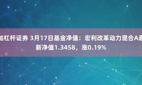 加杠杆证券 3月17日基金净值：宏利改革动力混合A最新净值1.3458，涨0.19%